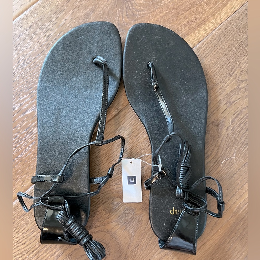 NWT Gap Women’s Black Sandals with Ankle/Calf Tie, Size 8